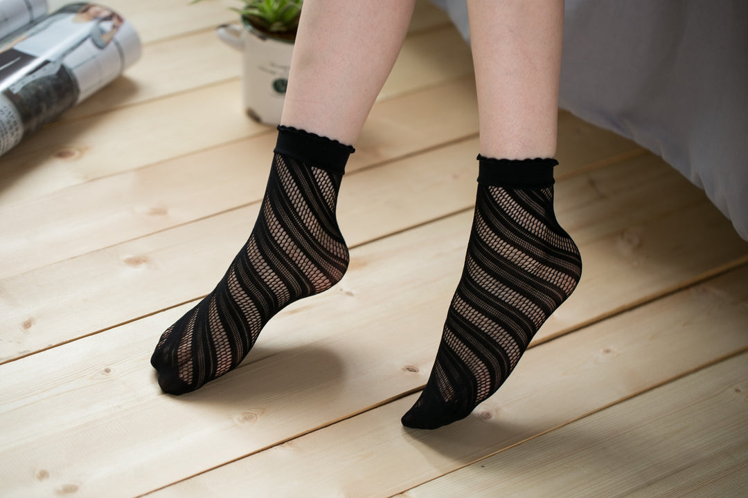 Ankle High Stockings D-2044-Black