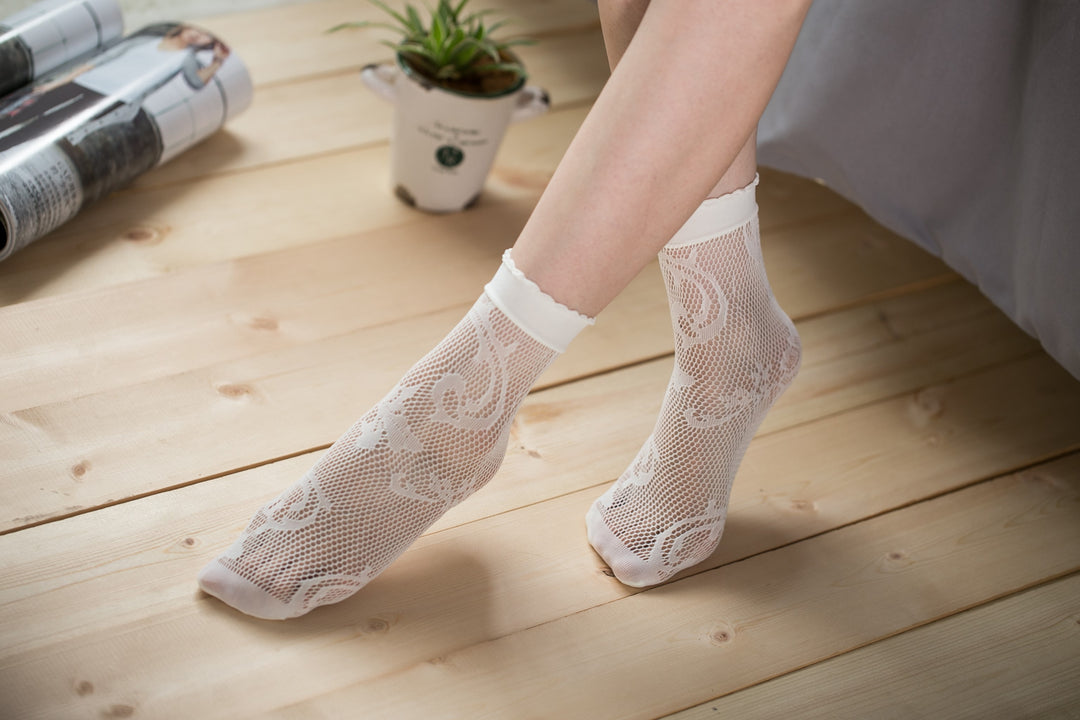 Ankle High Stockings D-2045-White