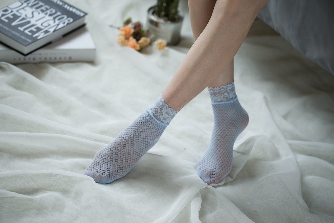 Ankle High Stockings D-2001-Ice-Blue
