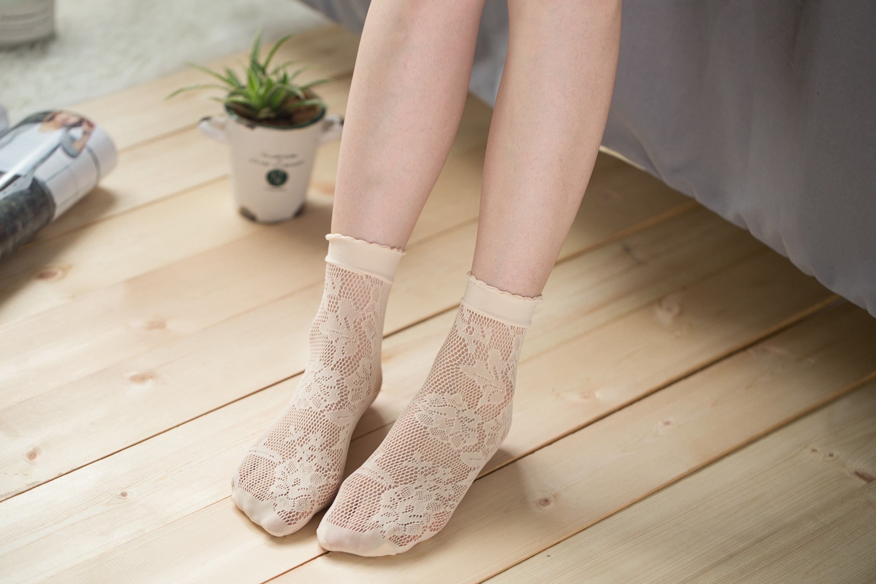 Ankle High Stockings D-2045-Nude