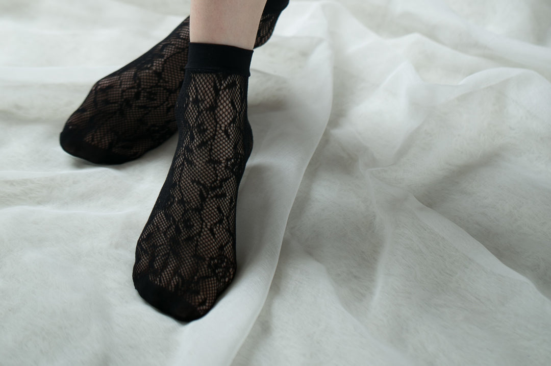 Ankle High Stockings D-2054-Black