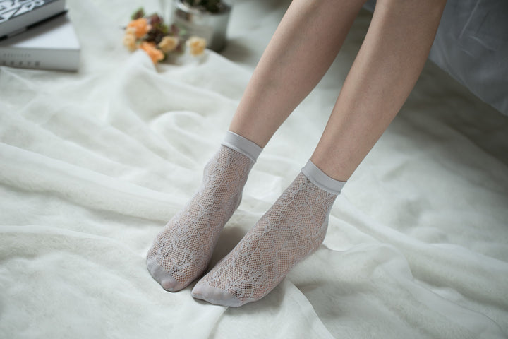Ankle High Stockings D-2054-Gray