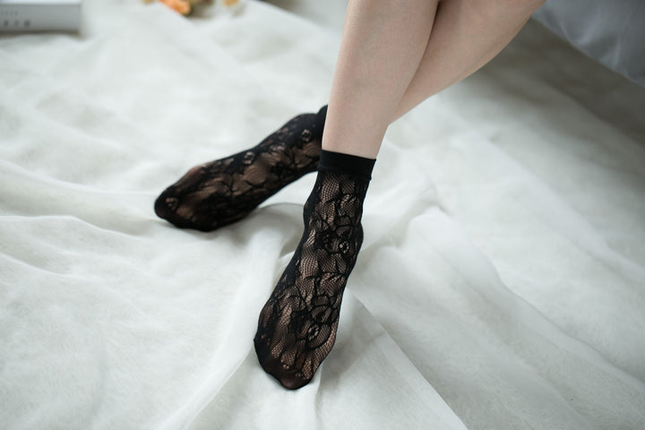 Ankle High Stockings D-2055-Black