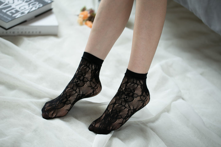 Ankle High Stockings D-2055-Black