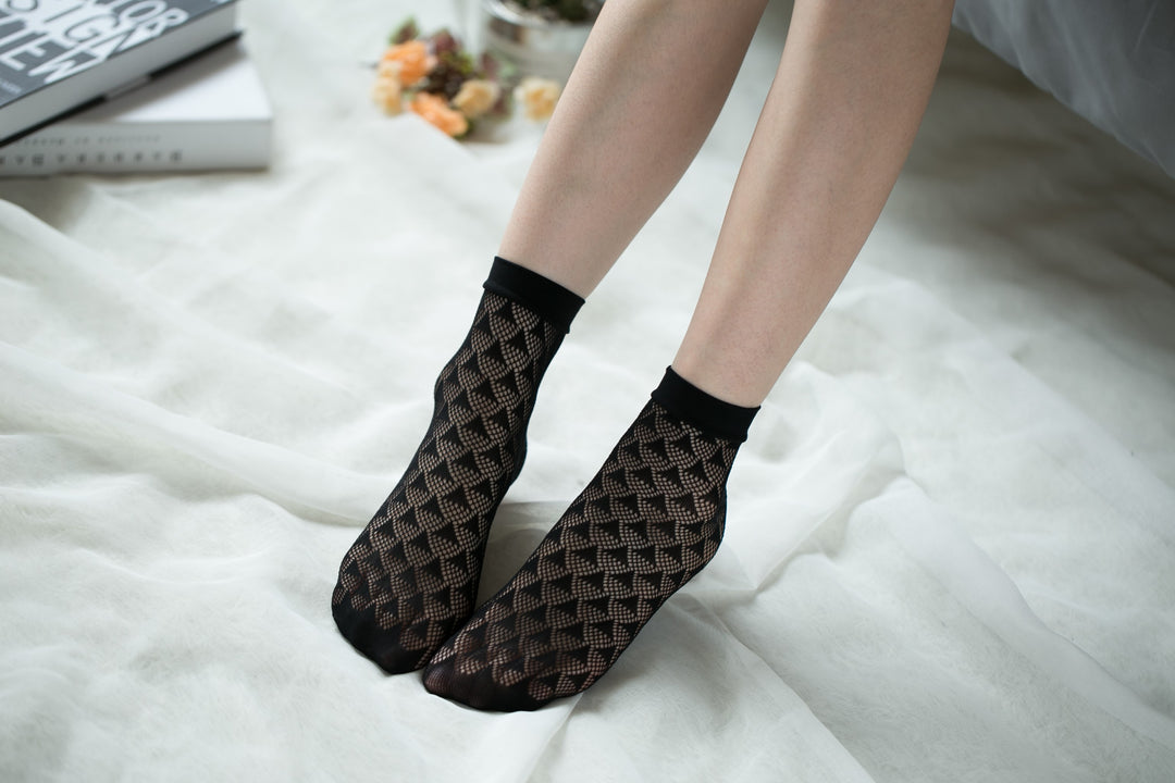 Ankle High Stockings D-2056-Black