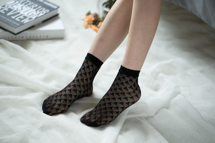 Ankle High Stockings D-2056-Black
