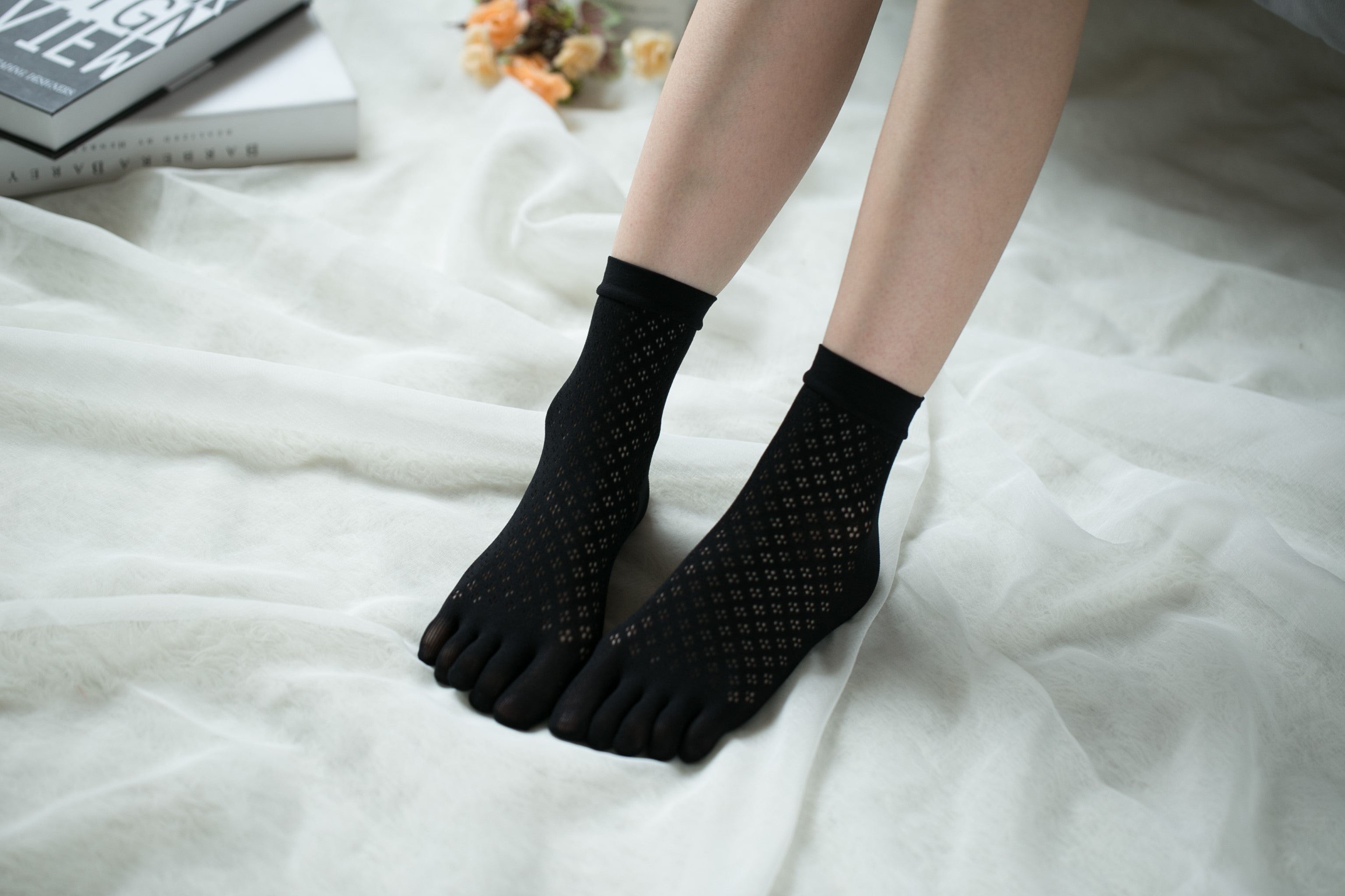 Ankle High Stockings D-2520-Black