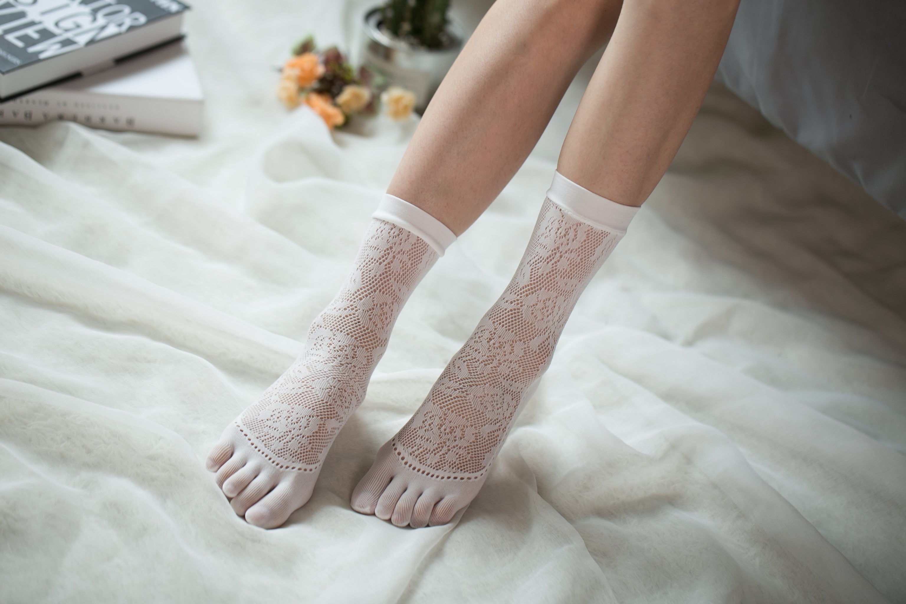 Ankle High Stockings D-2522-White