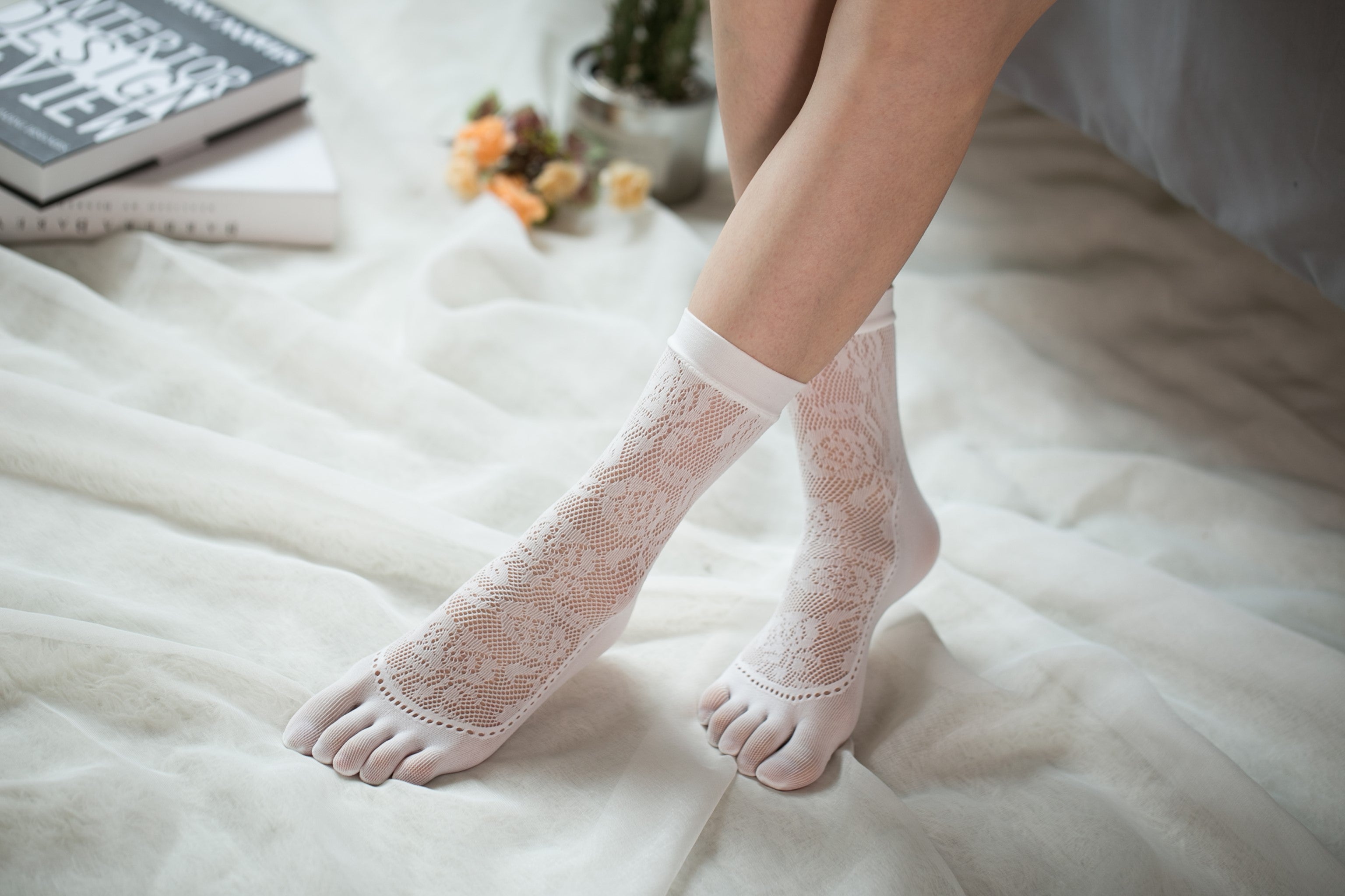 Ankle High Stockings D-2522-White