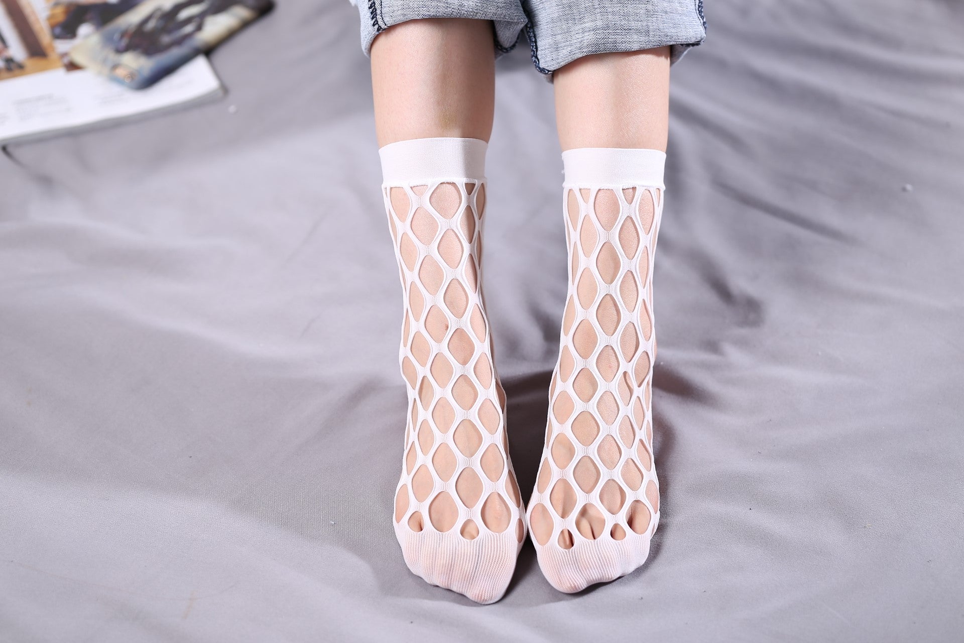 Ankle High Stockings D-2523-White