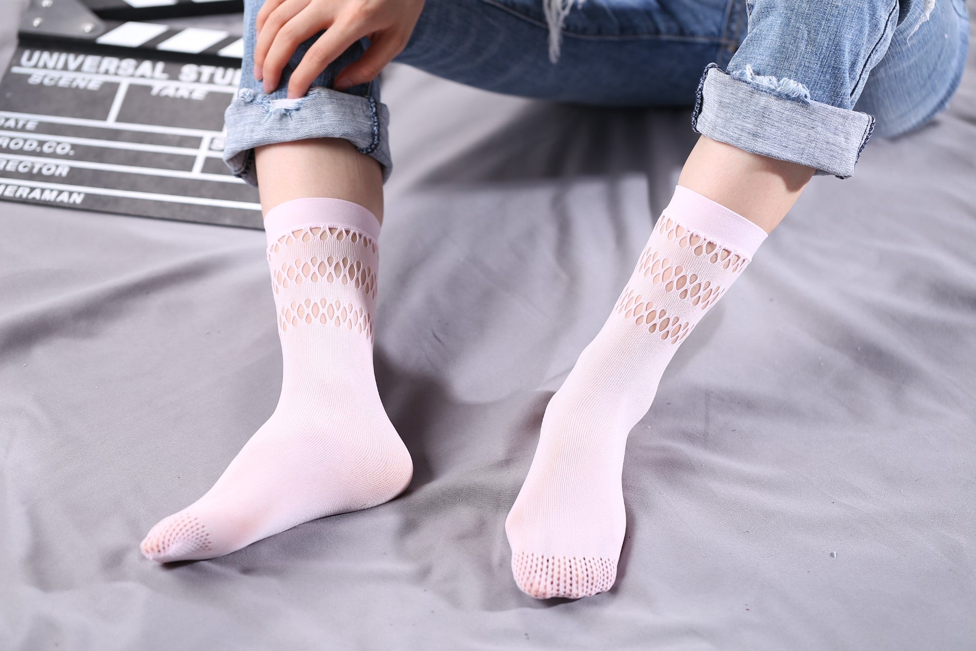 Ankle High Stockings D-2525-Light-Pink