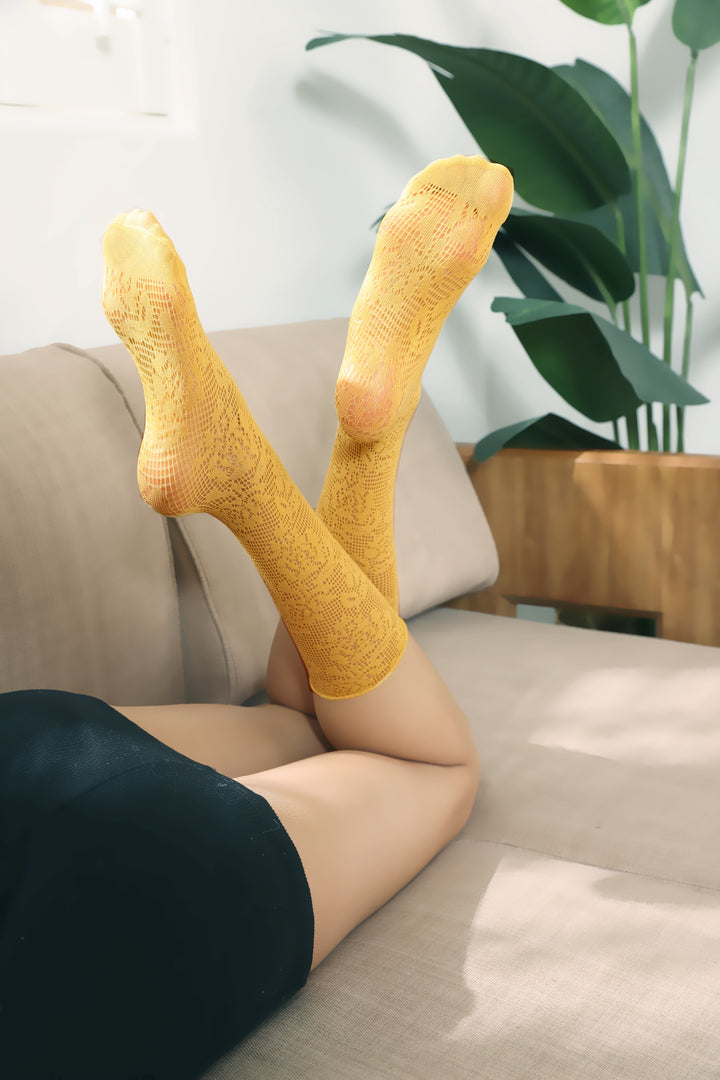 Knee High Stockings 170141-4-Ginger-Yellow Side 3