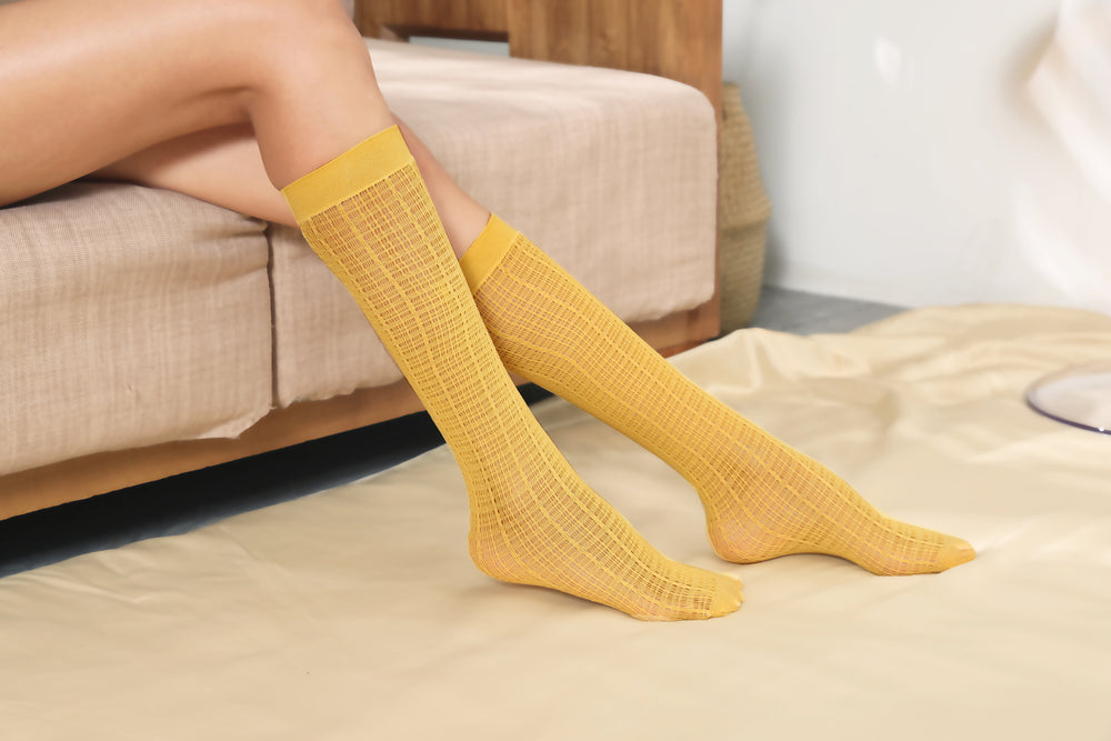 Knee High Stockings 170204-Ginger-Yellow Front