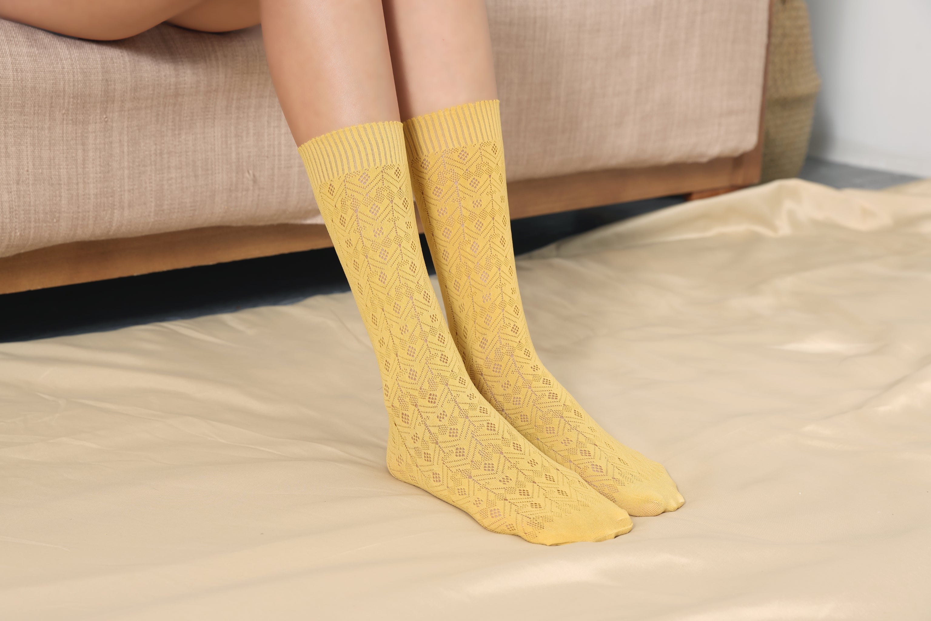 Knee High Stockings 170307-3-Ginger-Yellow Front